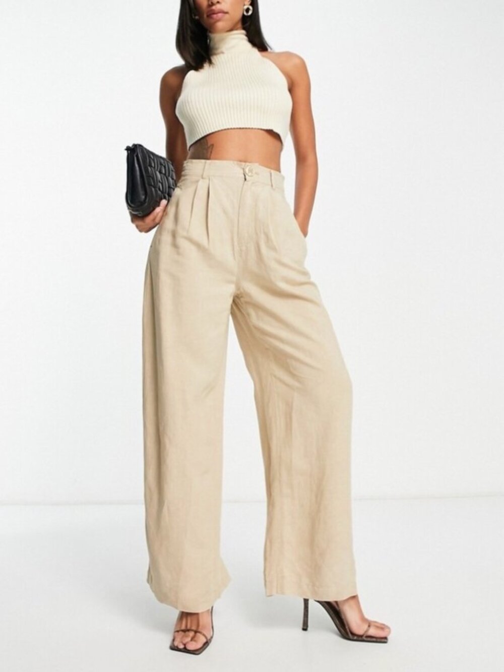 & Other Stories Wide High Waist Linen Trousers 8